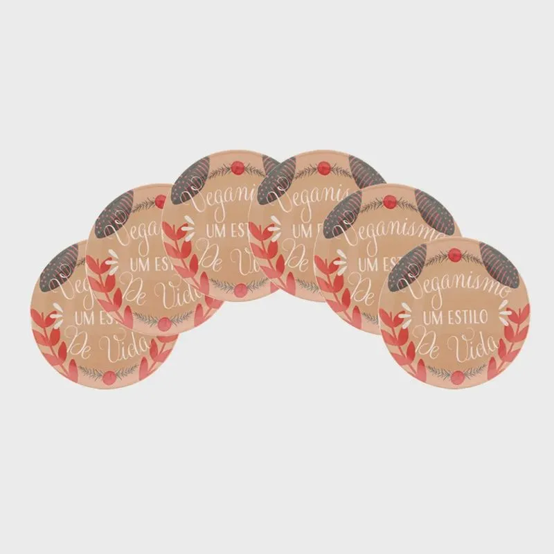Conjunto De Pratos Rasos Cerâmica 26cm 6 Peças Vegano Oxford