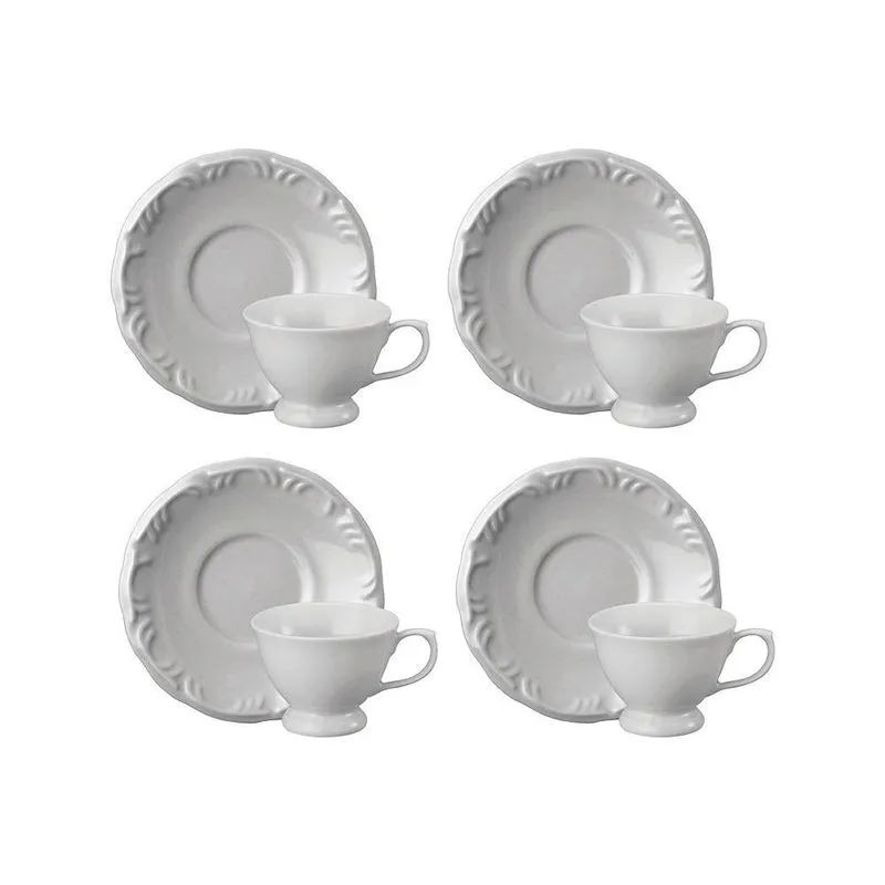 Estojo 4 Xícaras De Café E Pires Porcelana Pomerode Schmidt