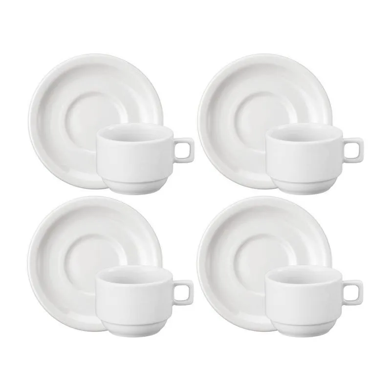 Jogo De 4 Xícaras Café Com Pires Protel Porcelana Schmidt