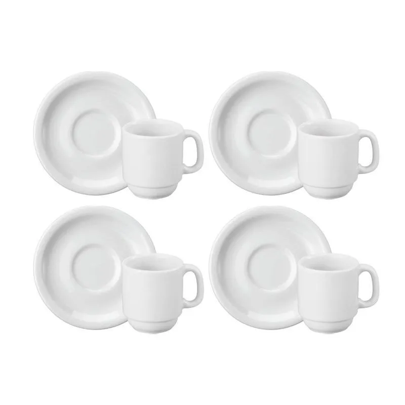 Jogo 4 Xícaras De Café De Porcelana Cilíndrica Schmidt