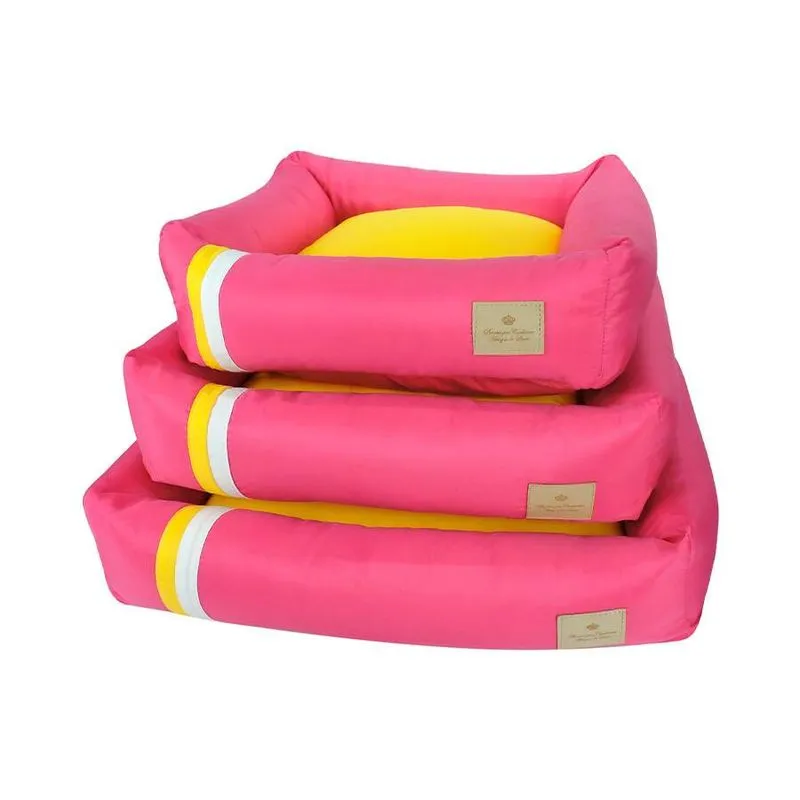 Cama Bonito pra Cachorro Listra Pink para Cães e Gatos - Tamanho P