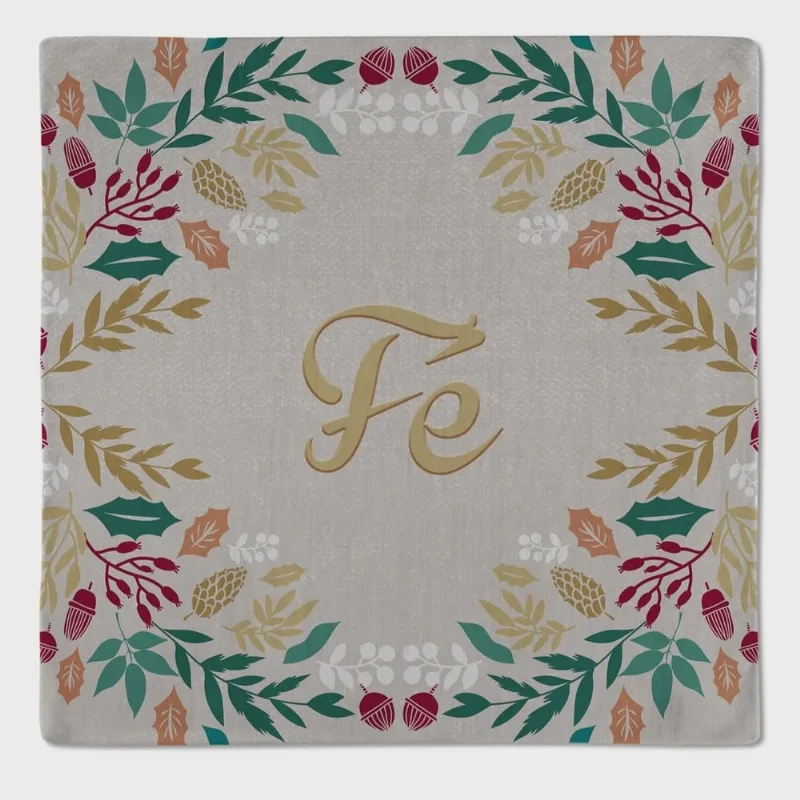 Kit 2 Guardanapos Natalinos Folhagem de Natal Fé 43x43cm Bege