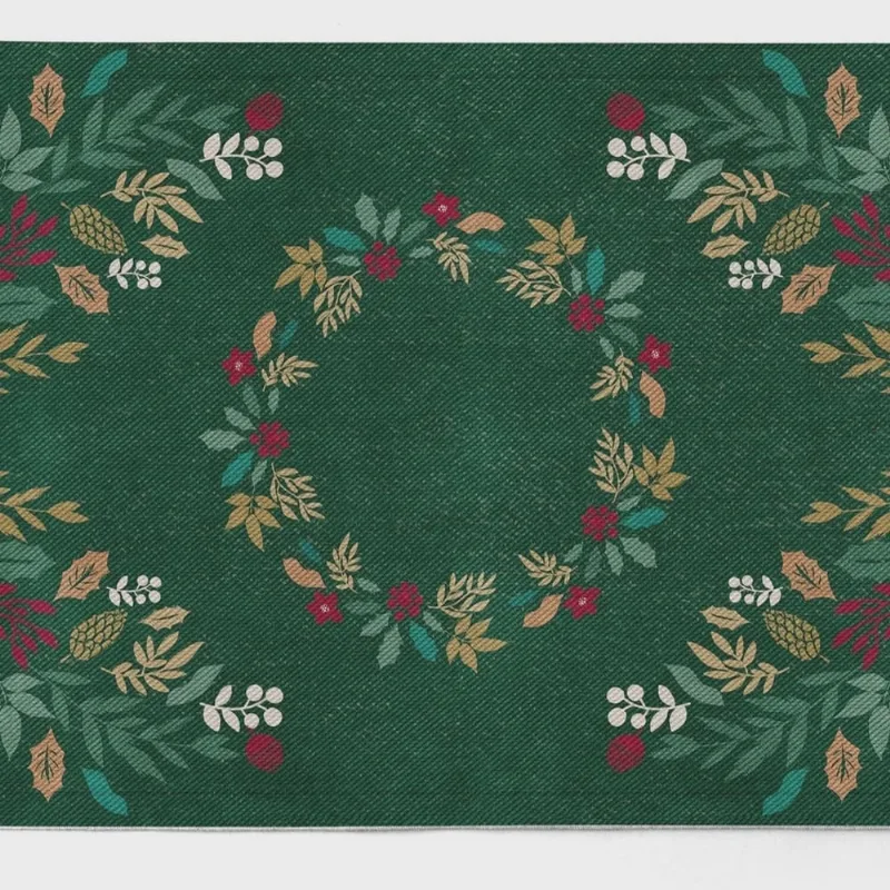 Kit 2 Jogo Americano Folhagens Frutos Nata 47x33cm Verde