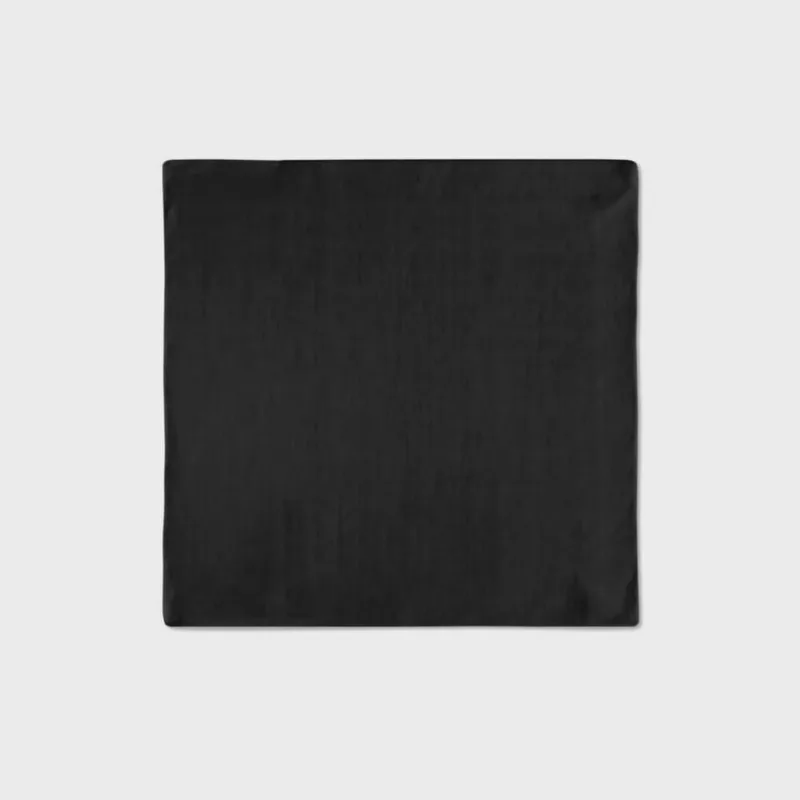 Kit 2 Guardanapos em Linho Liso 43x43 + 2 Argolas Preto