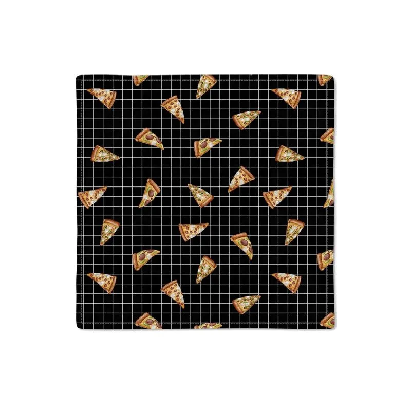 Kit 2 Guardanapos Em Linho Pizza 40x40 + 2 Argolas Pizza