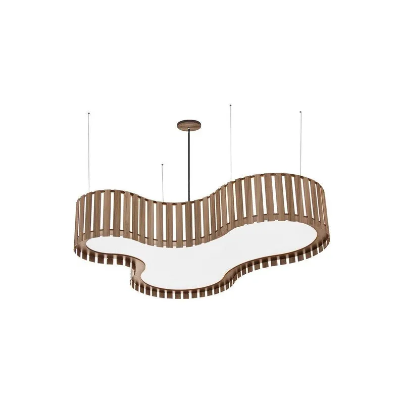 Luminária Pendente Mdf Jasmim- Madalli - Nogal