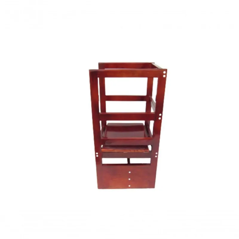 Torre De Aprendizagem Montessori Com Verniz Marítimo Mogno
