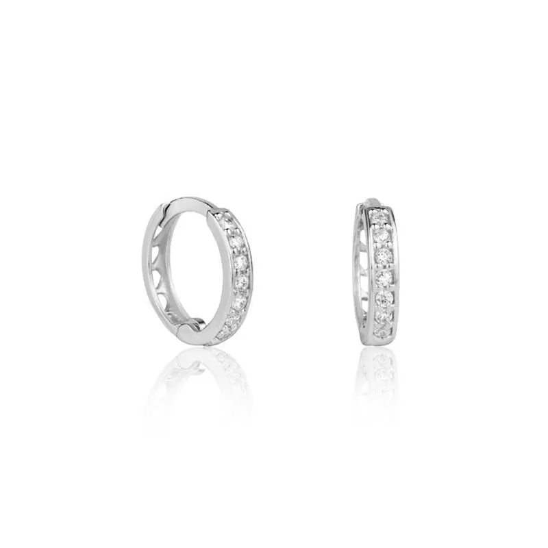 Kit 2 Pares de Brinco de Argola Em Ouro Branco 18k Com Zircônias