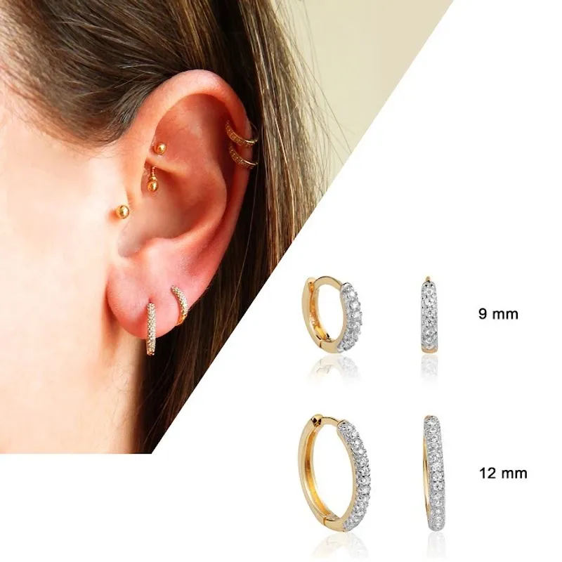 Kit 2 Pares de Brinco de Argola Em Ouro 18k Com Zircônias