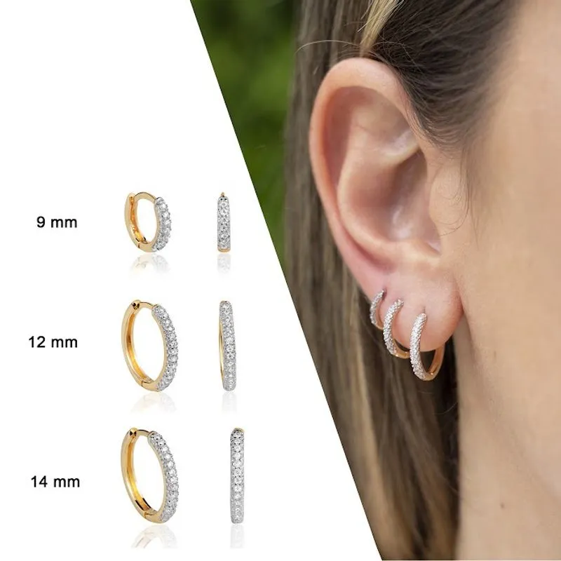 Kit 3 Pares de Brinco Trio de Argola Em Ouro 18k Com Zircônias