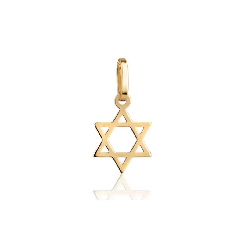 Pingente Estrela de Davi Mini Em Ouro 18k 11mm