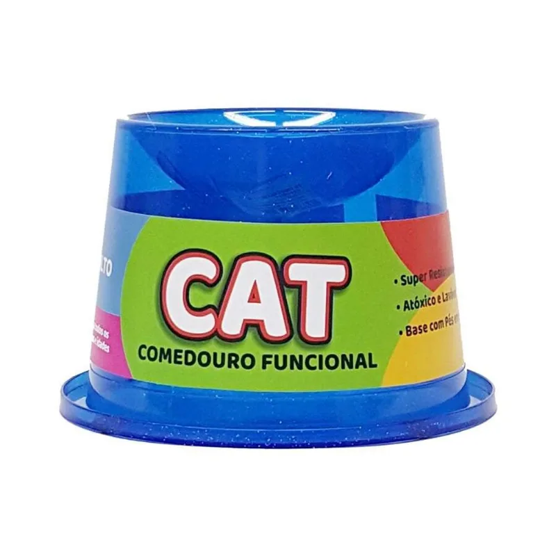 Comedouro Pet Toys Alto Antiformiga Azul Com Glitter Para Gatos 250 Ml