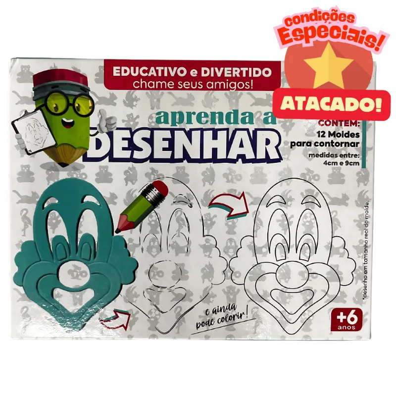 Kit Aprenda a Desenhar c/ 12 Moldes