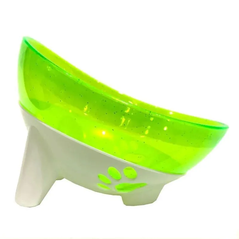 Comedouro Pet Inclinado 600ml Verde Glitter - Tudo Em Caixa