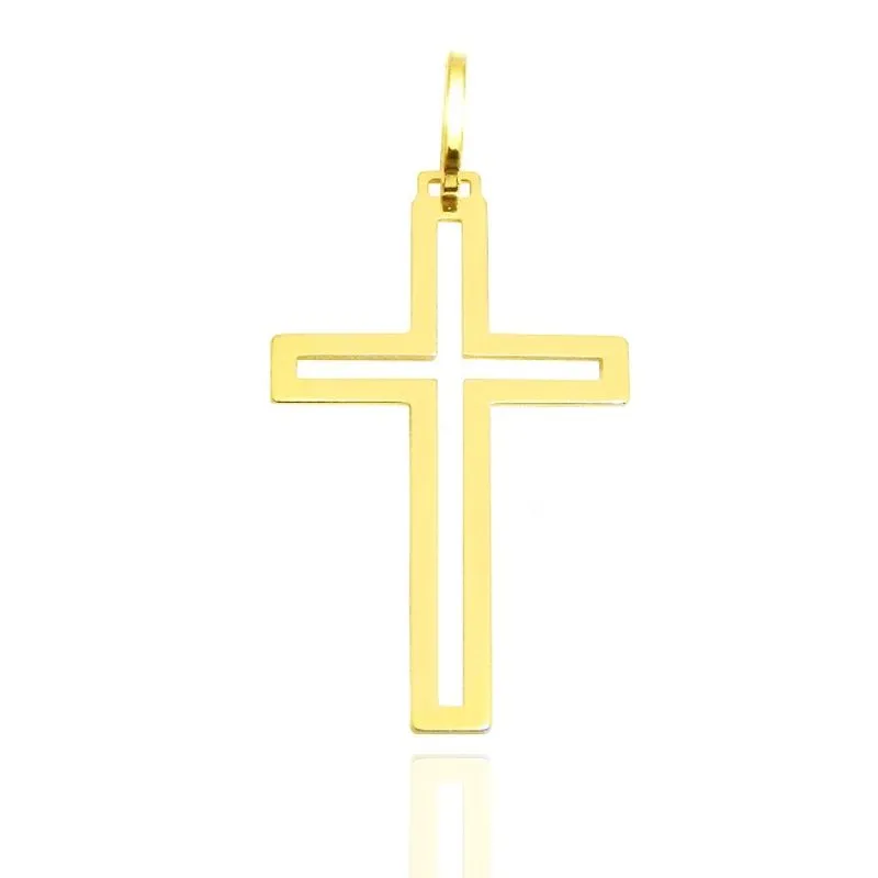 Pingente Cruz Crucifixo Masculino Em Ouro 18k Grande 3cm