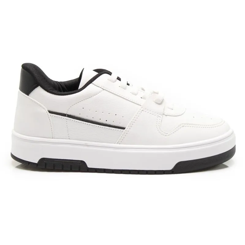 Tênis Branco e Preto Done Head Casual Feminino BRANCO/PRETO - 34