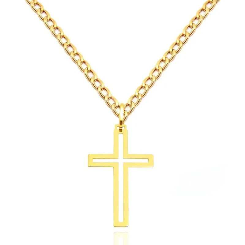 Corrente Masculina Grumet + Pingente Cruz Grande Ouro 18k