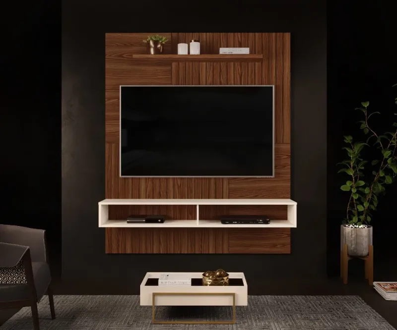 Painel Braga Para TV Até 55 Polegadas Marroquim Off White Dj Moveis