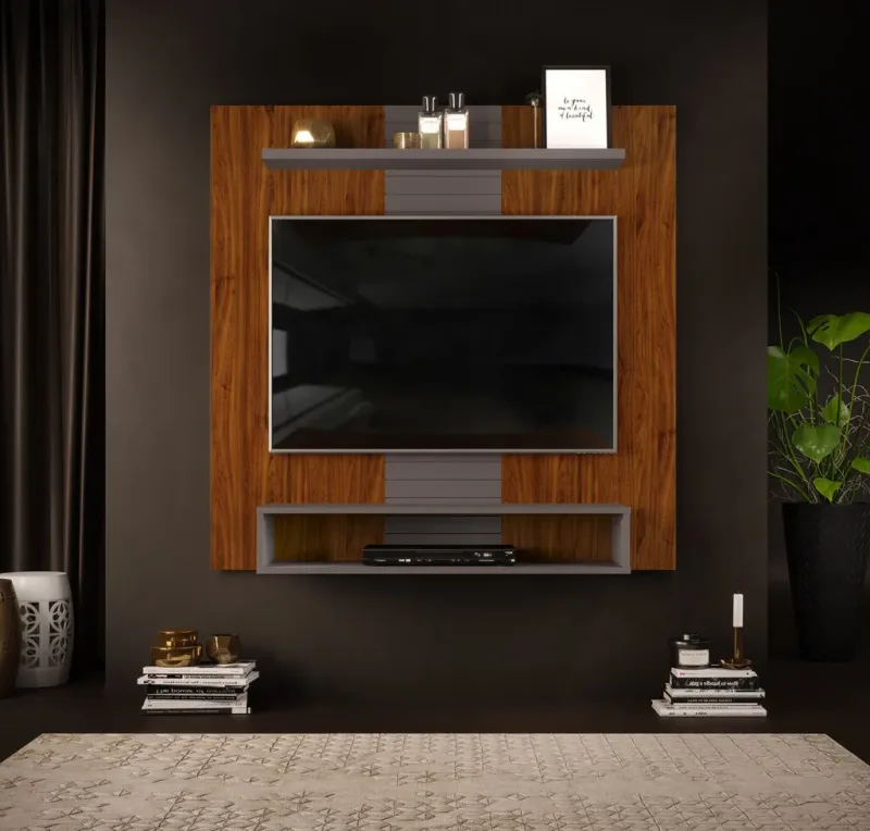 Painel Smart Nogueira Cinza Urbano - Dj Moveis