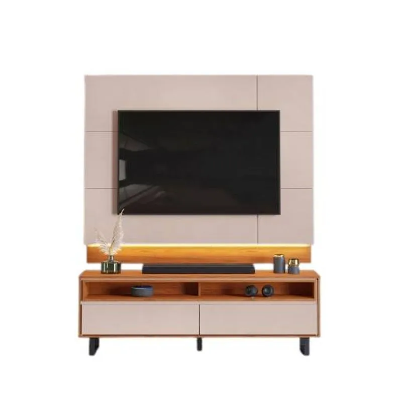 Painel E Bancada Antares Off White E Freijo 210 5x183x45 - Dj Moveis