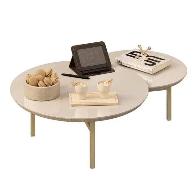 Mesa De Centro Charlote Off White Com Pes De Metal 30 5x103 5x78 - Dj Moveis