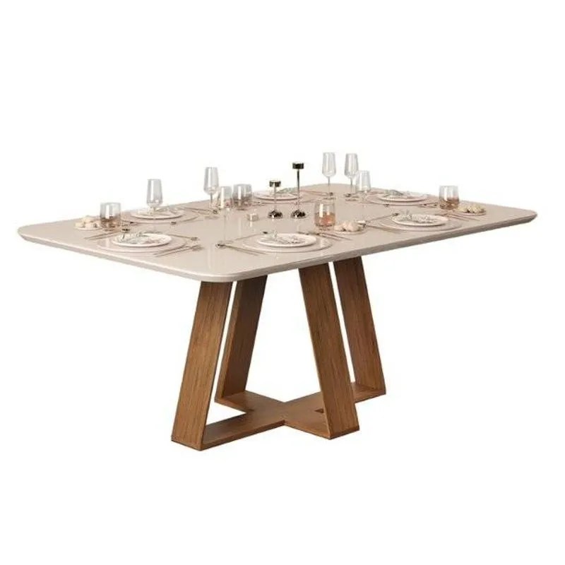 Mesa De Jantar Celeste 80x160x90 Freijo Com Tampo Off White - Dj Moveis