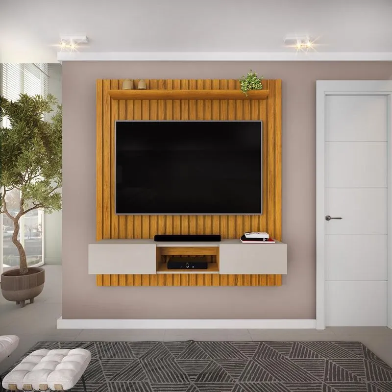 Painel para TV até 65 Polegadas Ripado DJ Móveis Luca 160 Cedro Bali
