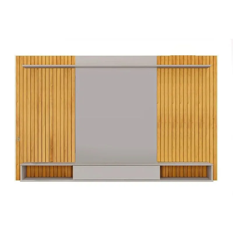 Painel Home p/ TV até 70 Pol Leo c/ Nicho 215x136cm Freijo/Off White - DJ Móveis