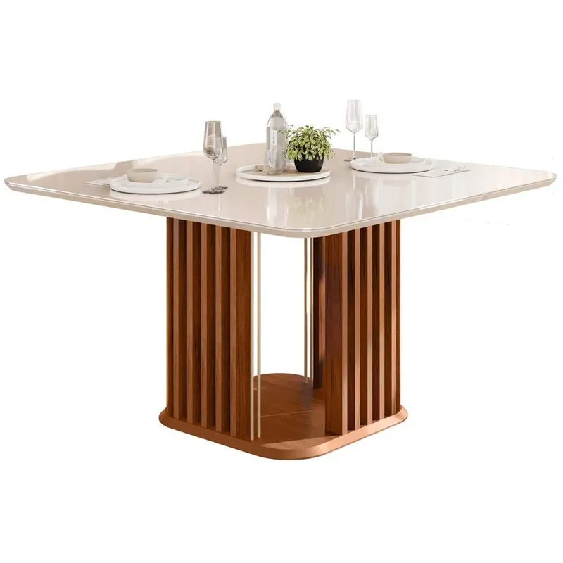 Mesa Jantar Melissa Madeirado/Vidro 136cm Freijo DJ Móveis