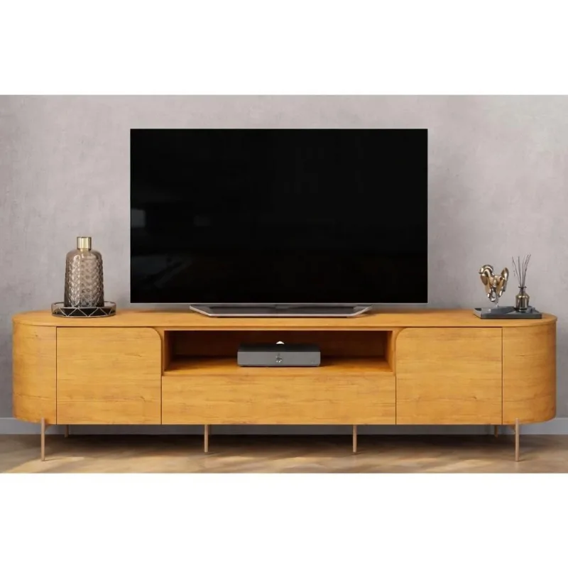 Rack Bancada p/ TV até 75 Pol Areta 218x57cm Cedro DJ Móveis