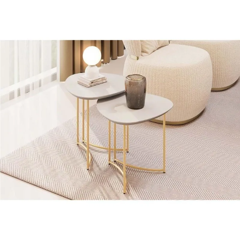 Mesa Lateral Pétala Bali Orgânico MDF Aço 224CM Amadeirado Sala Moderna DJ Móveis