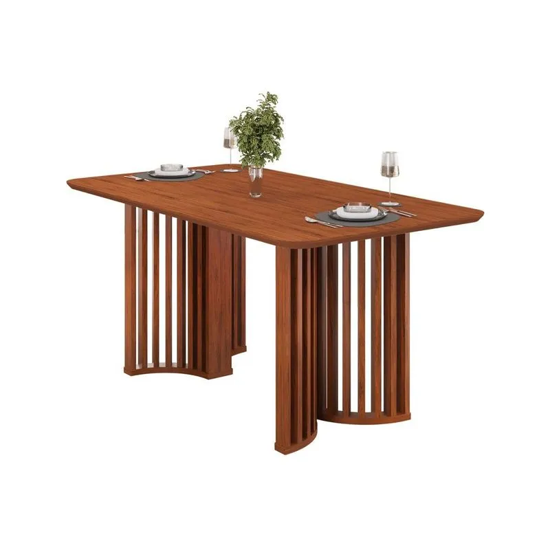 Mesa Jantar Luma c/Tampo MDF Curvo 170x90cm Freijo DJ Móveis