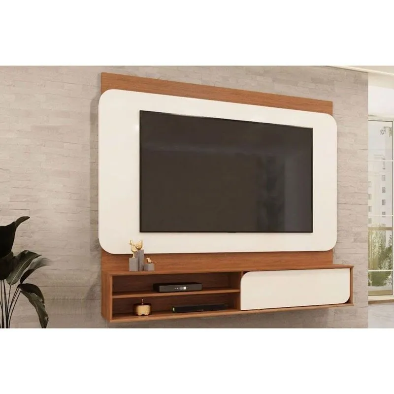 Painel Home Para TV 70 Polegadas Avany 180cm Freijó/White DJ Móveis