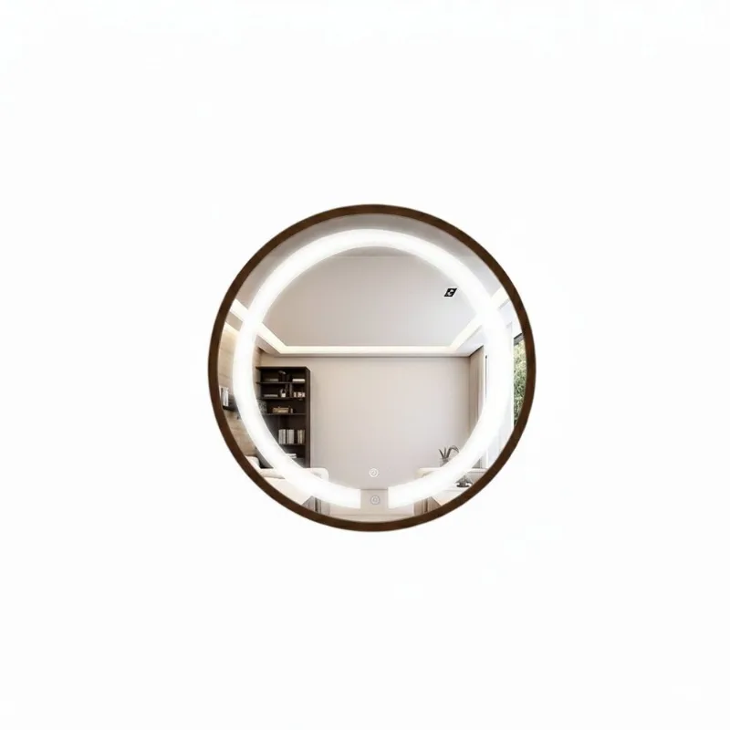 Espelho Redondo Iluminado 60cm Touch 2 Leds Basic Reduna Marrom