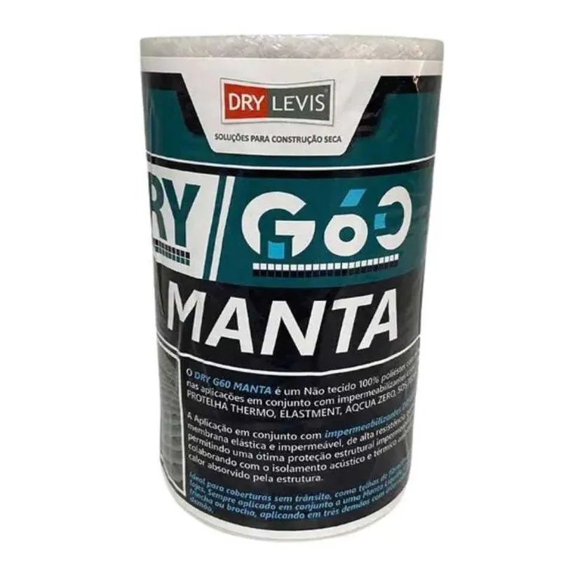 Manta Estruturante Para Impermeabilização Lajes G60 Com Alta Durabilidade Cinza Drylevis 16cm 25m