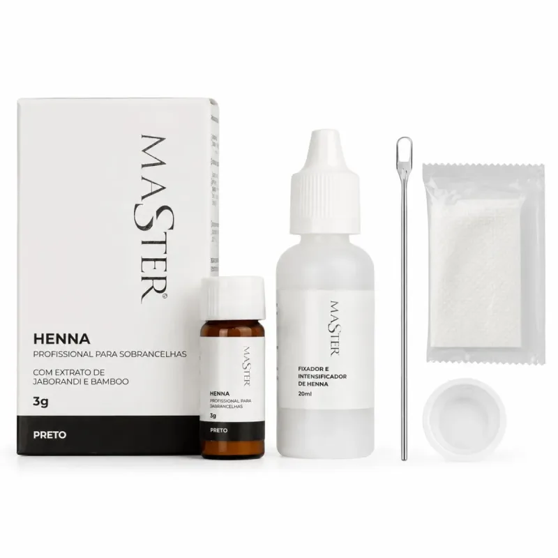 HENNA PRETO MASTER 3G + FIXADOR E INTENSIFICADOR 20ML