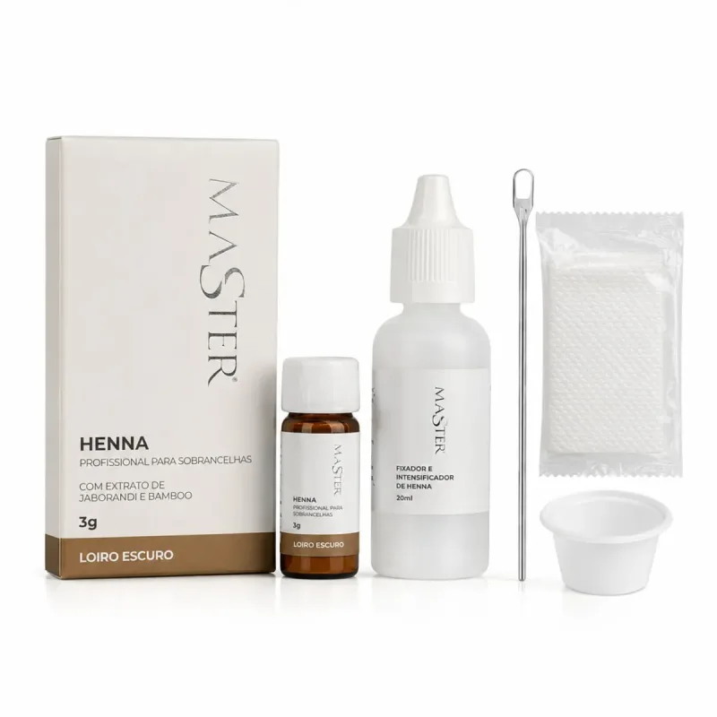 HENNA LOIRO ESCURO MASTER 3G + FIXADOR E INTENSIFICADOR 20ML