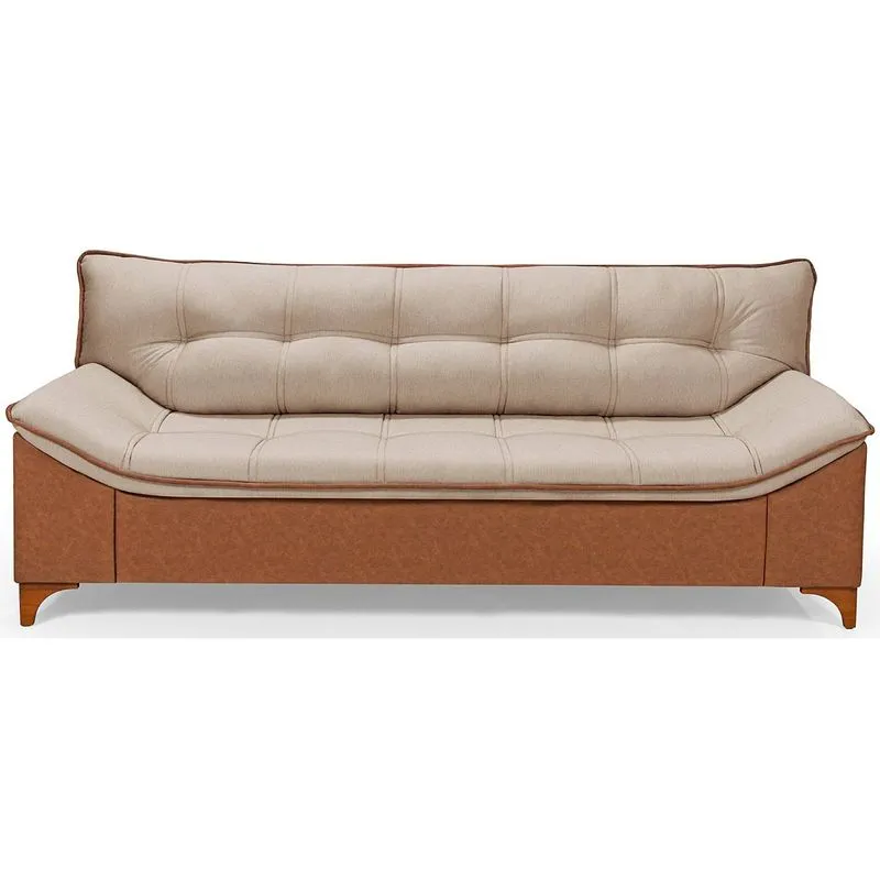 Sofa Verona 3 Lugares Cor 201 856 Linho Chocolate Courissimo Whisky Pe Madeira - Imperio Estofados