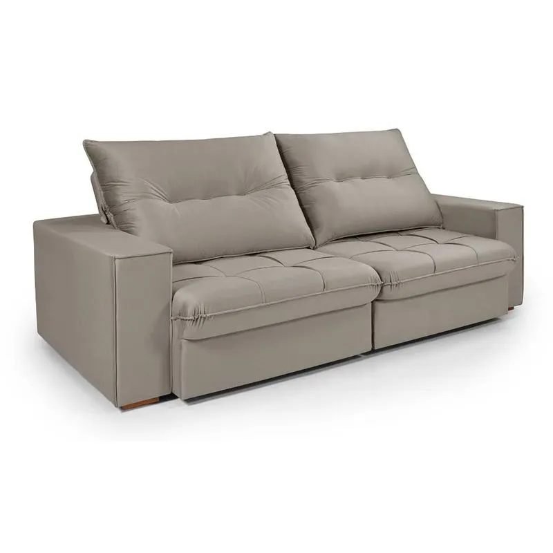 Sofa Cancun Retratil E Reclinavel 230 Veludo Sf Castor - Imperio Estofados