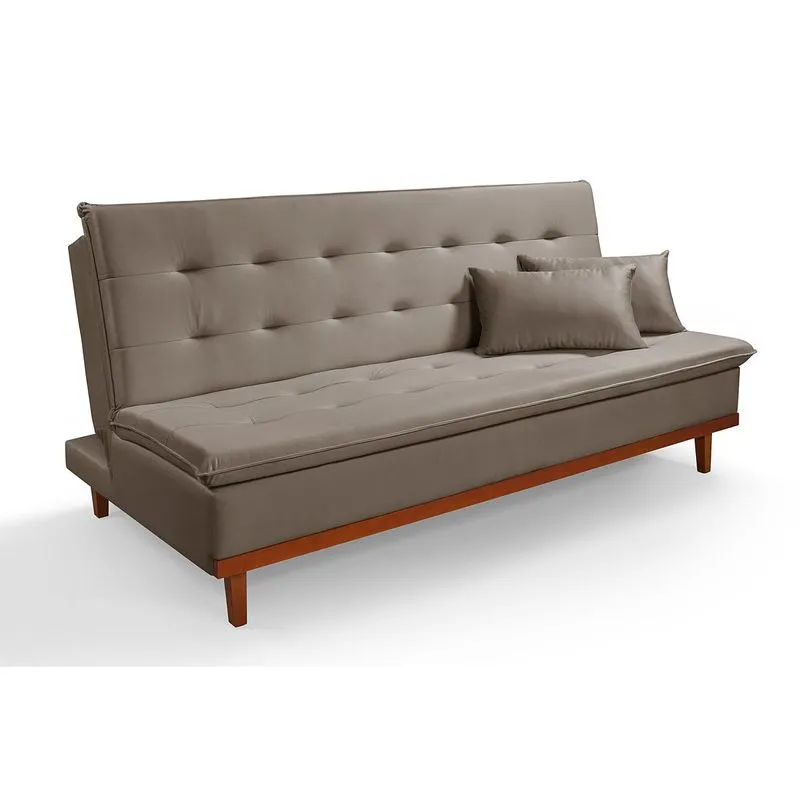Sofá Cama Santorini A165 Veludo Cappuccino - Império Estofados