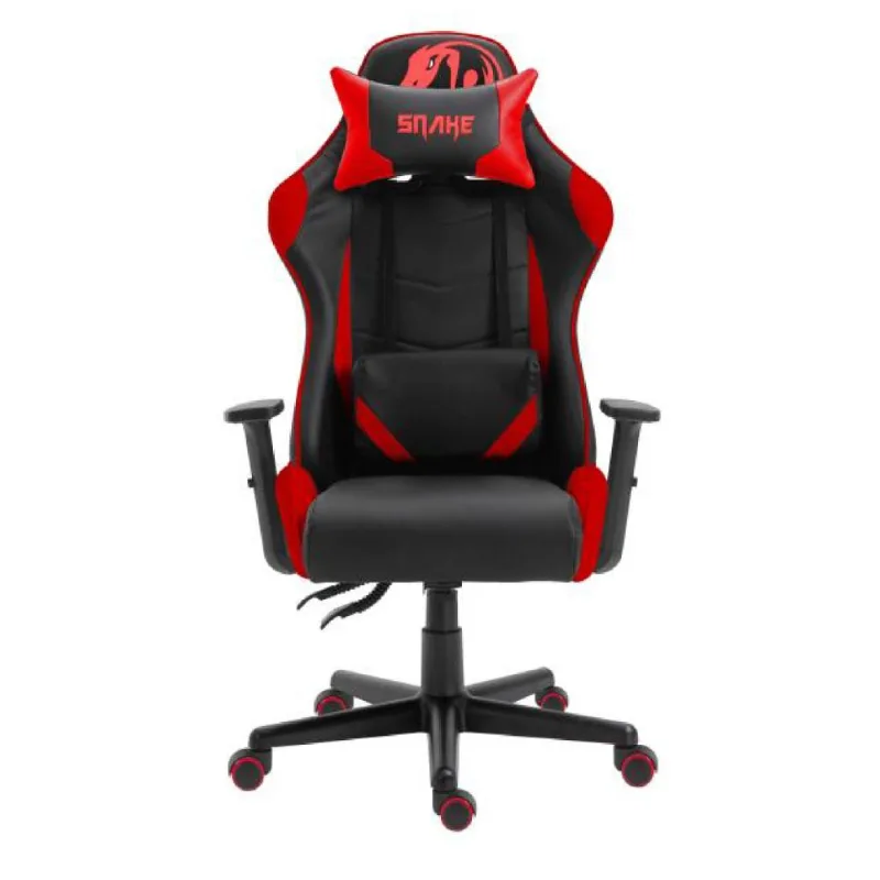 Cadeira Gamer Profissional Snake Krait Reclinável Giratória Preta/Vermelha B88