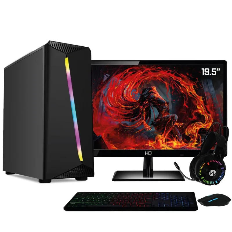 PC Gamer Completo AMD A8 3.80Ghz 8GB Placa de vídeo Radeon R7 2GB SSD 240GB Kit Gamer Monitor HDMI LED 19.5" Skill Casual
