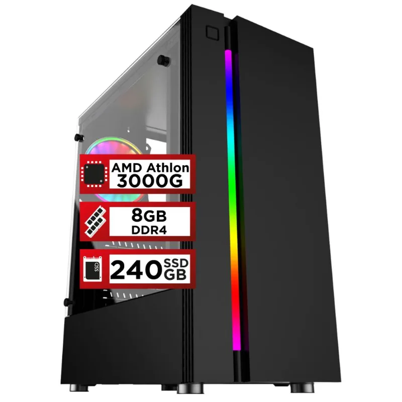 PC Gamer PlayNow AMD Athlon 3000G 8GB DDR4 2666MHZ (Placa de vídeo Radeon VEGA 3) SSD 240GB 500W Skill