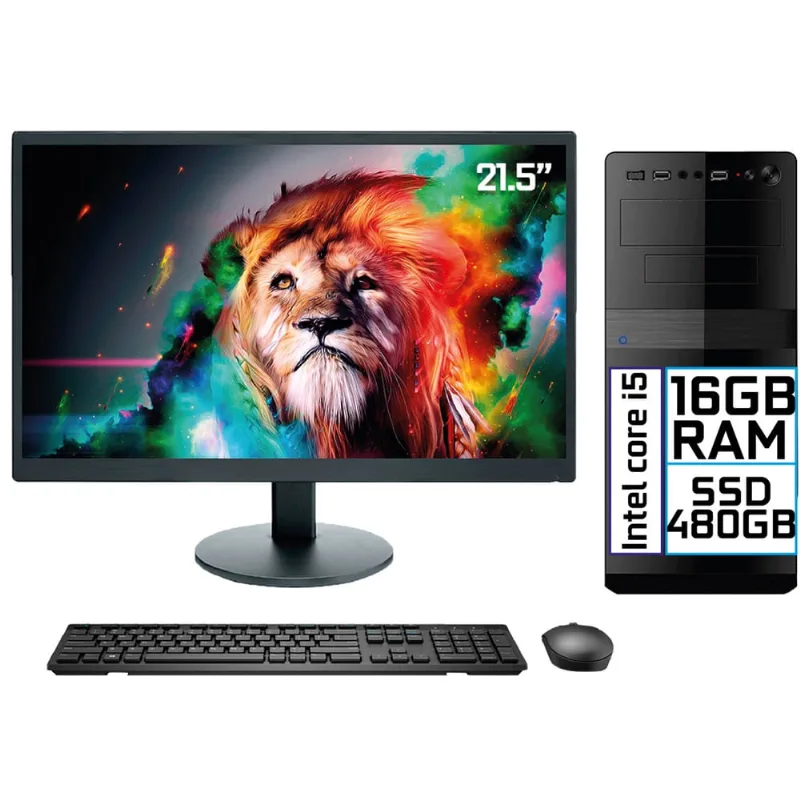 Computador Completo Intel Core i5 16GB ssd 480GB Monitor LED 21.5 hdmi EasyPC Go