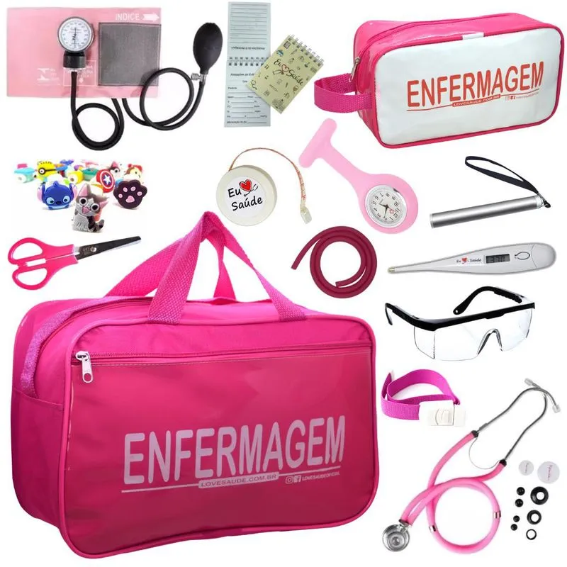 Kit Enfermagem Cores Aparelho De Pressão - Rosa Premium