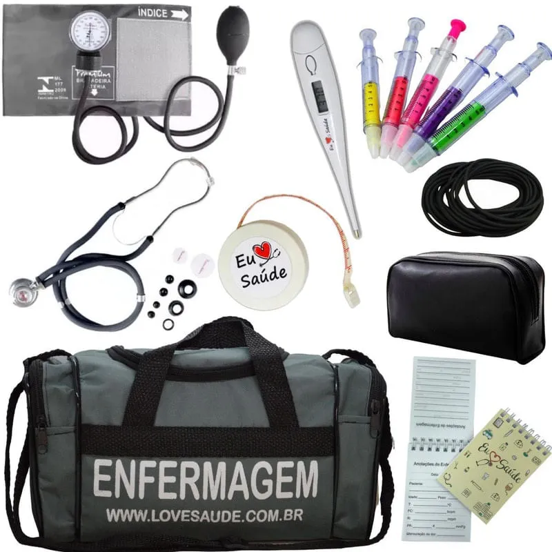 Kit Enfermagem Bolsa Top Estagio - Grafite Premium