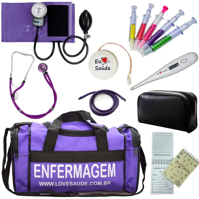Kit Enfermagem Bolsa Top Estagio - Roxo Premium