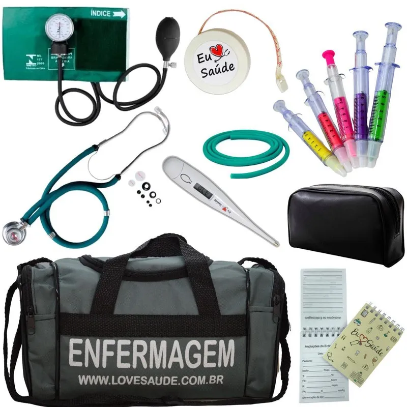 Kit Enfermagem Bolsa Top Estagio Verde Premium