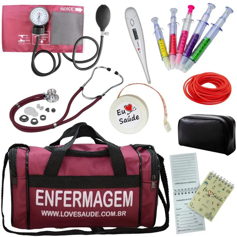 Kit Enfermagem Bolsa Top Estagio - Vinho Premium