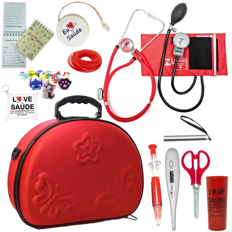Kit Enfermagem Estagio Super Luxo Maleta - Vermelho Pa Med